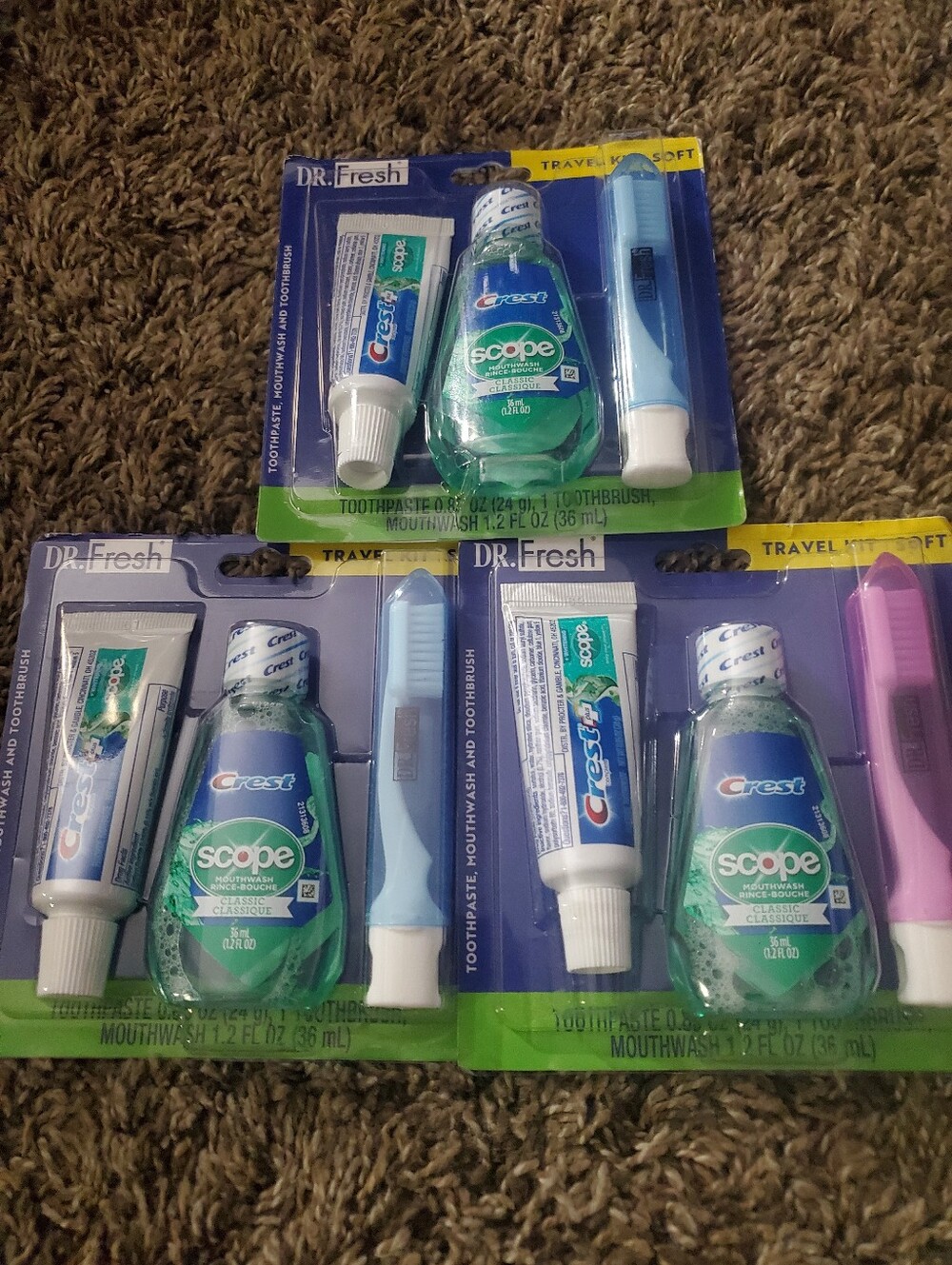 Travel Toothbrush Sets 3 Pks